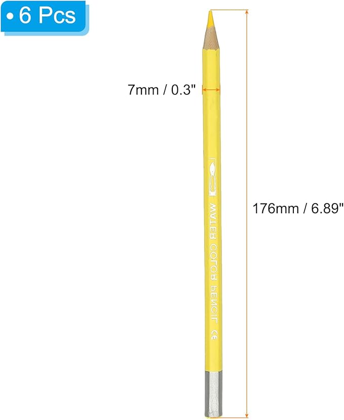 PATIKIL Watercolor Pencil, 6Pcs Water Soluble Pencils for Blending, Coloring, Sketch Drawing, Painting, Light Yellow