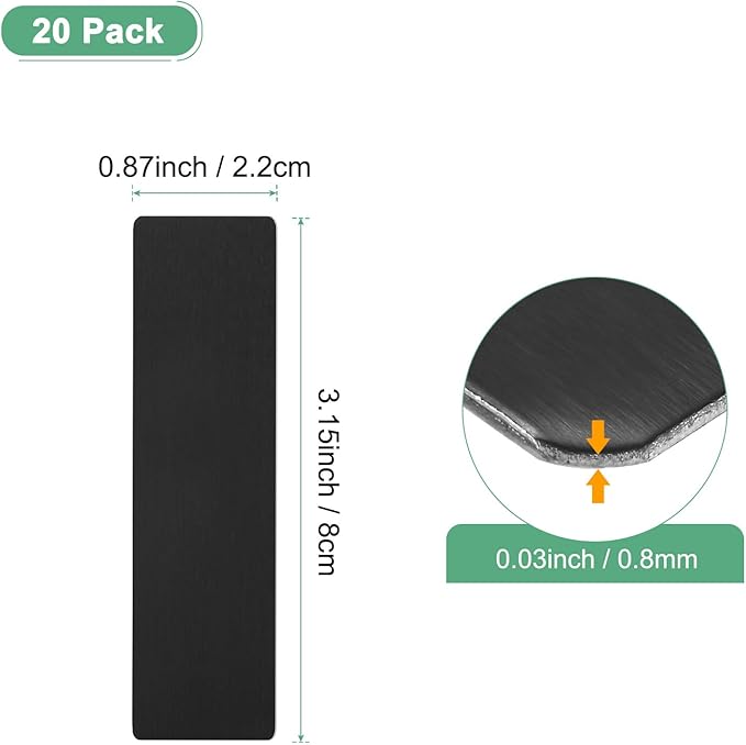 20-Pack Anodized Aluminium Laser Engraved Mount Metal Plate 3x1x0.04 Inch Engraver Blank Anodized Aluminum Sheets for DIY Laser Printing/Home/Office[Black]