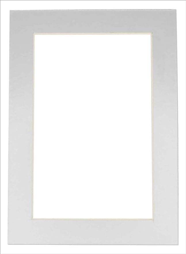 8.5x11 Mat Bevel Cut for 7x9 Photos - Acid Free Metallic Silver Precut Matboard with Backing Board and Crystal Clear, Self Seal Photo Mat Bag - for Pictures, Photos, Framing - 4-ply Thickness