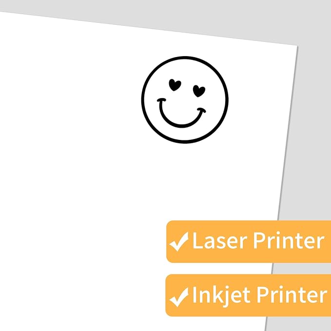 White Printable Sticker Paper, 20 Sheets Printable Sticker Paper, Laser/Inkjet Printing- Matte White, Letter Size (8.5" x 11")