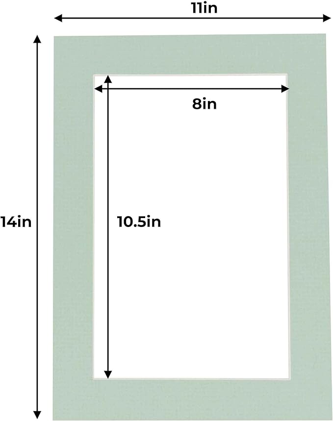 11x14 Mat for 8.5x11 Photo - Precut Honeydew Green Picture Matboard for Frames 11 x 14 Inches - Bevel Cut Matte to Display Art 8.5 x 11 Inches - Acid Free ONE MAT with Backing Board & Clear Bag