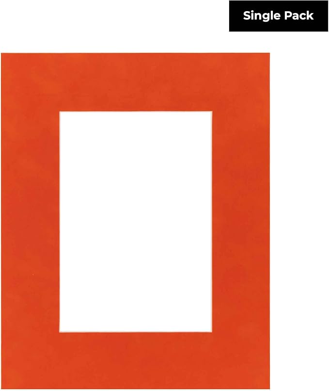 8.5x11 Mat Bevel Cut for 7x9 Photos - Acid Free Orange Suede Precut Matboard - For Pictures, Photos, Framing - 4-ply Thickness