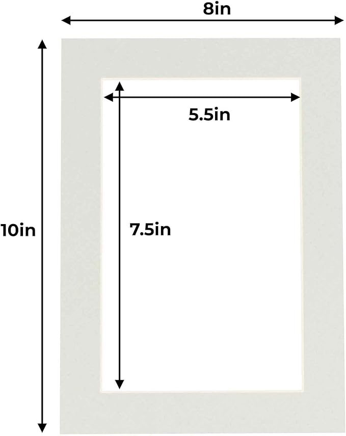 8x10 Mat for 6x8 Photo - Precut Grey Picture Matboard for Frames Measuring 8 x 10 Inches - Bevel Cut to Display Art Measuring 6 x 8 Inches - Acid Free ONE MAT with Backing Board & Clear Bag