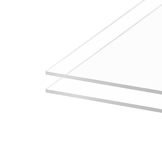 Clear Acrylic Sheet 5" x 7" Cast Plexiglass Panel 1/8" Thick (3mm) Transparent Plastic Board for Sign, Craft, Display Projects, Laser Cutting, Engraving, Pack of 2