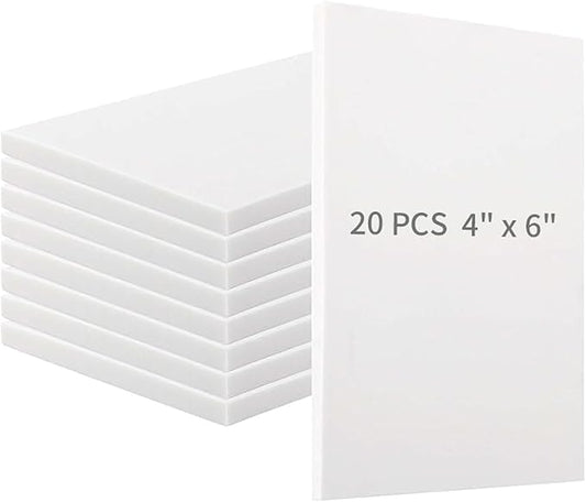ZOENHOU 20 Pcs 4" x 6" White Rubber Carving Blocks, Soft Rubber Crafts Rubber Stamping Blanks, Linoleum Blocks for Printmaking