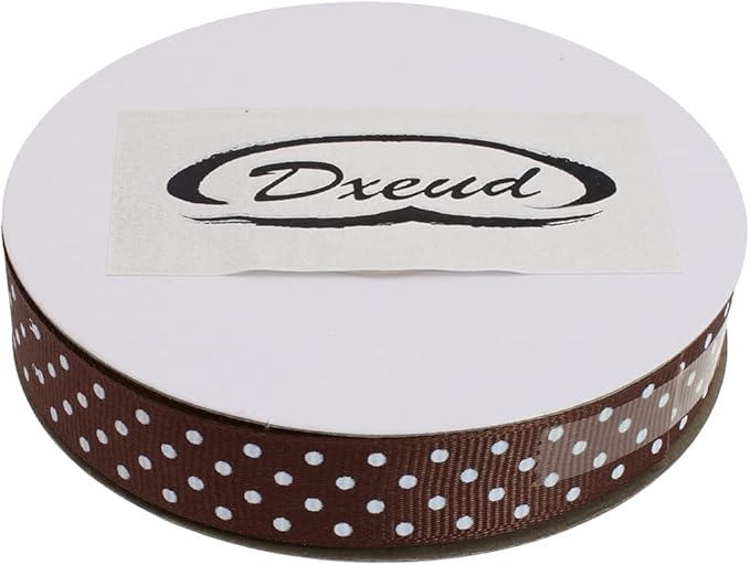 Polka Dot Grosgrain Ribbon 25 Yard Each Roll 100% Polyester (5/8", Coffee)