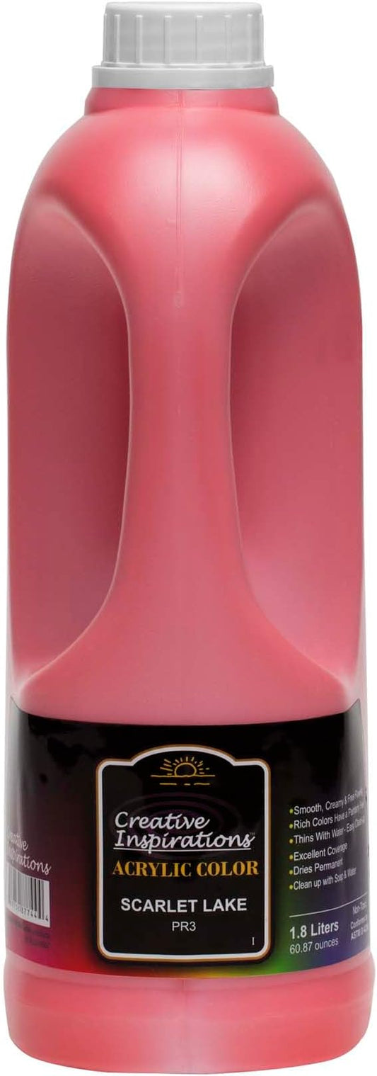 Creative Inspirations Acrylic Paint - Scarlet Lake - 1.8 Liter - Smooth & Creamy Consistency, Vibrant Pigmentation, Great Coverage for Artists - Clean Up with Soap & Water
