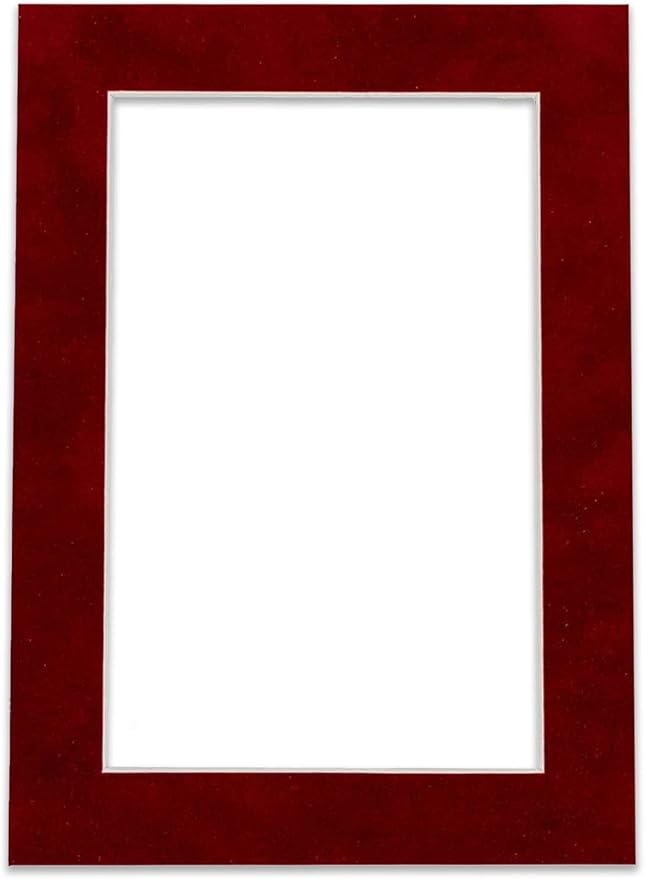 8x10 Mat Bevel Cut for 5.5x8.5 Photos - Acid Free Bright Red Suede Precut Matboard - For Pictures, Photos, Framing - 4-ply Thickness