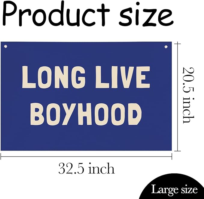 Long Live Boyhood Banner, Boys Room Decor, Canvas Banner Wall Hanging Flag Decor for Nursery Playroom Toddler Room