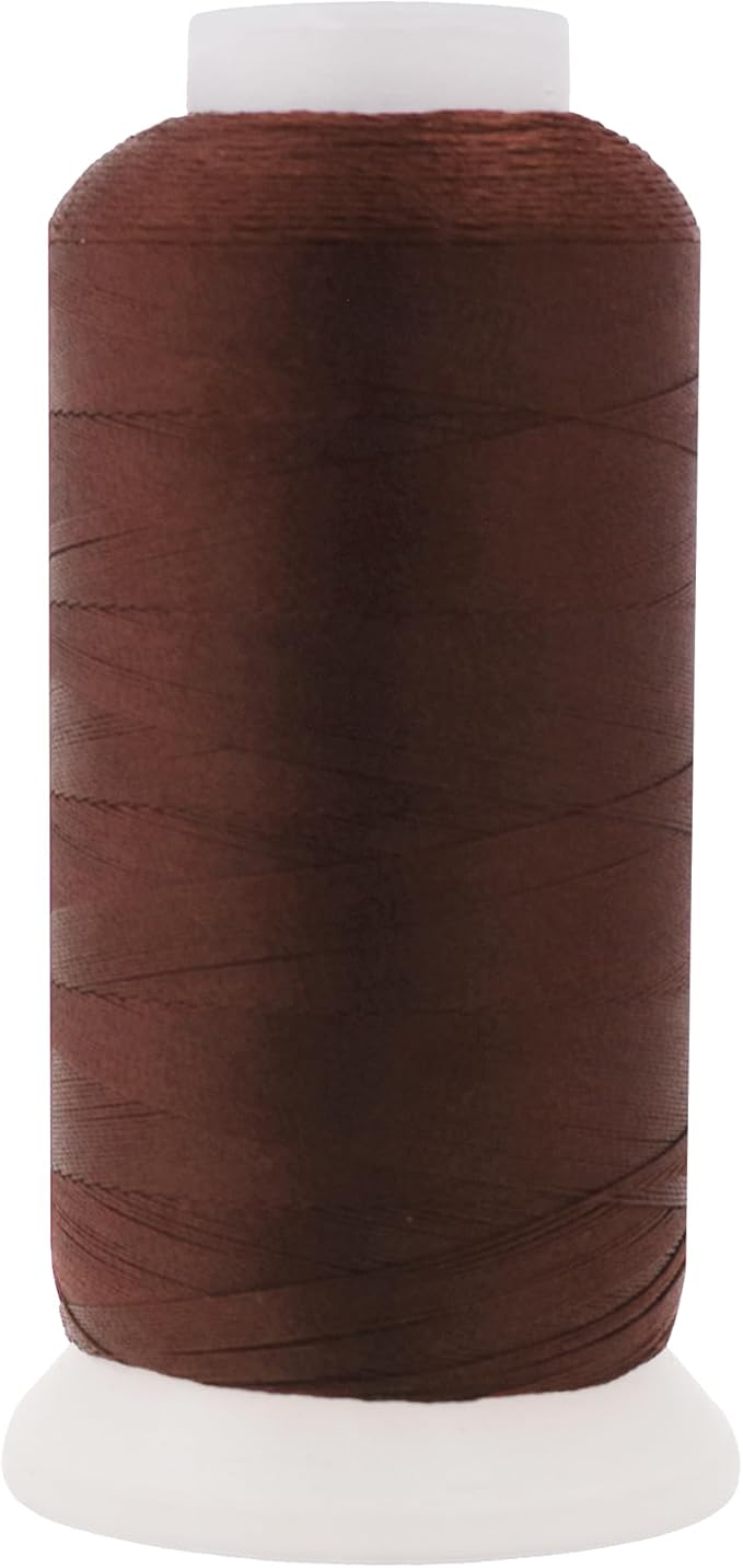 Mandala Crafts Dark Brown Heavy Duty Thread - 1500 Yds Tex 70 Thread for Sewing Drapery Jeans Leather Hair - Bonded Polyester for Outdoor Marine Upholstery