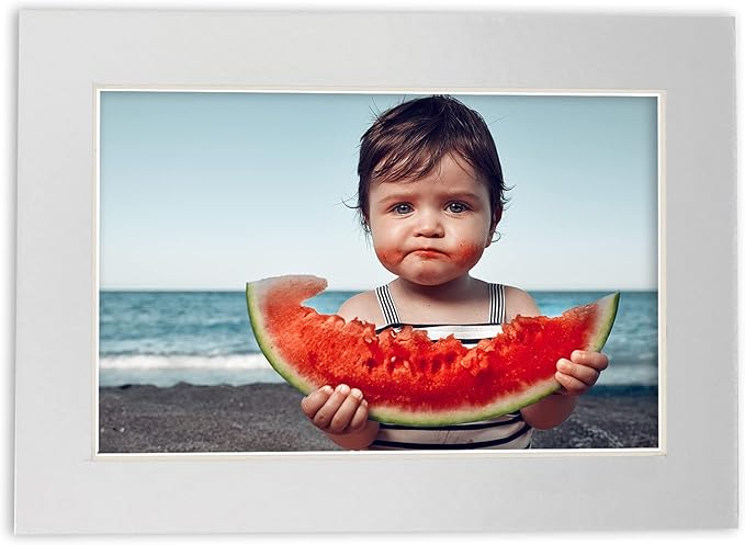 Pack of 25 Acid Free 8.5x11 Mats Bevel Cut for 7x9 Photos - Metallic Silver Precut Matboards With Backing Boards and Clear Photo Mat Bags For Pictures, Photos, Framing - 4-ply Thickness