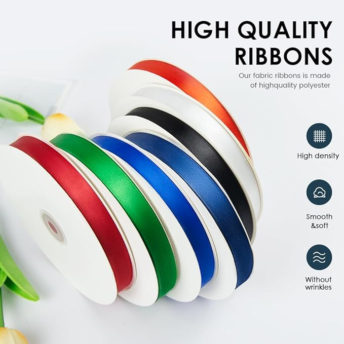 5/8" Wide x 100 Yards Single Face Polyester Satin Ribbon, Satin Ribbon for Crafts, Gift, Hair Bows, Wedding Party Decoration, Bow Making & Other Projects (Wine Red)