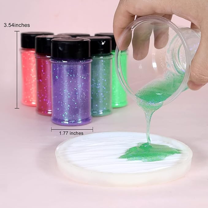 Renfio Iridescent Ultra Fine Glitter Powder Resin Supplies Glitters 1.94 Oz (55g) PET Flake Crafts Sequins 1/128" 0.008" 0.2mm Epoxy Chips Flakes for Tumblers Slime Olympic Decorations - Dream Blue