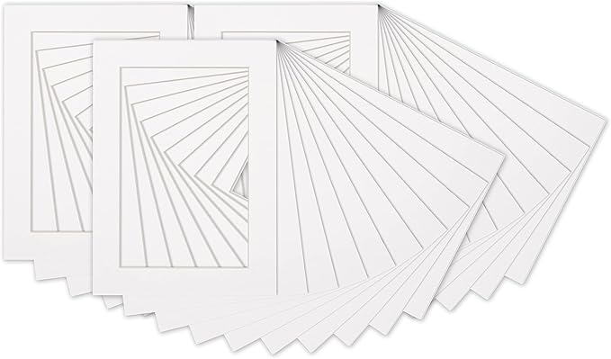 6x8 Mat for 8x10 Frame - Precut Mat Board Acid-Free White 6x8 Photo Matte Made to Fit a 8x10 Picture Frame, Premium Matboard for Family Photos, Show Kits, Art, Picture Framing, Pack of 25 Mats