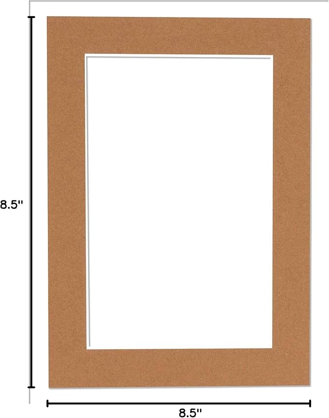 Poster Palooza 8.5x11 Mat Bevel Cut for 7x9 Photos - Acid Free Aged Oak Brown Precut Matboard - For Pictures, Photos, Framing - 4-ply Thickness