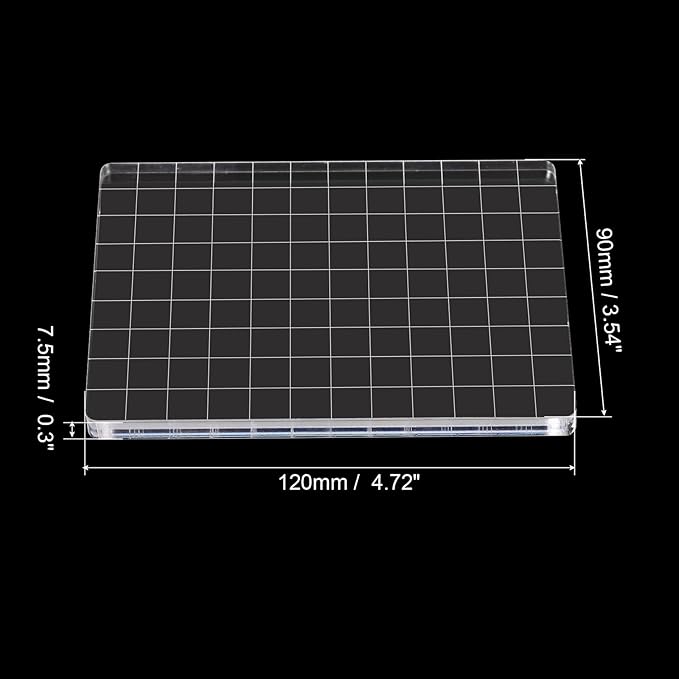 PATIKIL 5" x 3.5" Acrylic Stamp Block, 2 Pack Clear Stamping Block with Grid Lines Decorative Mounting Blocks Square for Scrapbooking DIY Crafts Card Making