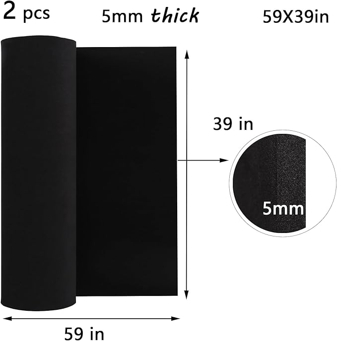 AMZQNART 2Pcs EVA Foam 5mm, Cosplay Foam 39x59 inch Black, High Density 90 kg/m³, for Craft Projects Cosplay Costumes, Fake Weapons, Decorations, Christmas, Easter, Thanksgiving, etc.