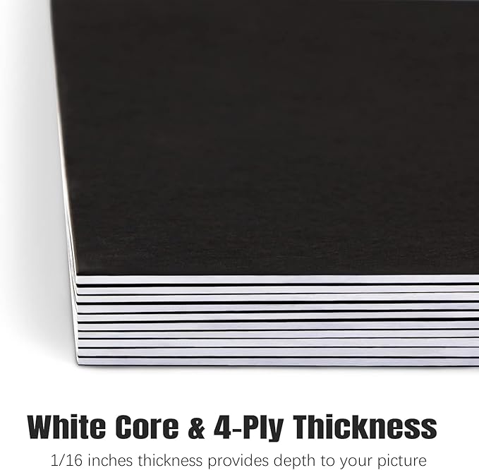 AUEAR, 10 Pack 16x20 Uncut Matte Boards Black Photo Mat Board Great for Picture Framing, Print, Artwork
