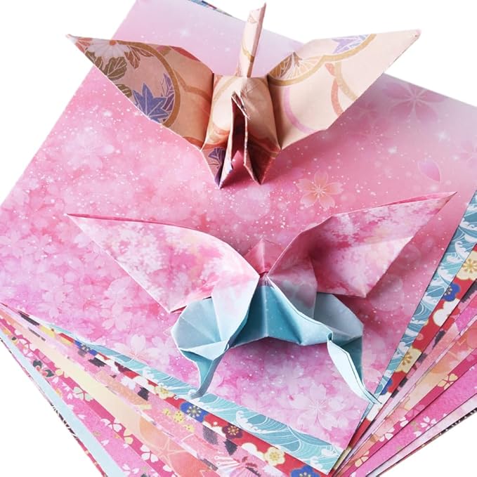 Origami Paper Kit Dobule Sided 100 Sheets 100 Colors 6 Inch Japanese Chiyo Square Easy Fold Arts Crafts DIY Handwork Origami Papers Beginner Sakuras Baroque