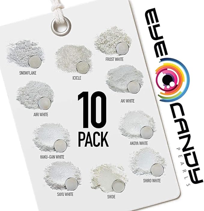 Eye Candy Pigments Premium White Mica Powder - Haku-Gan White (25gr) - for Epoxy, Resin, Soap, Paint, Woodworking, Acrylic Pouring, Bath Bombs, Fishing Lures - DIY Arts and Crafts Additive