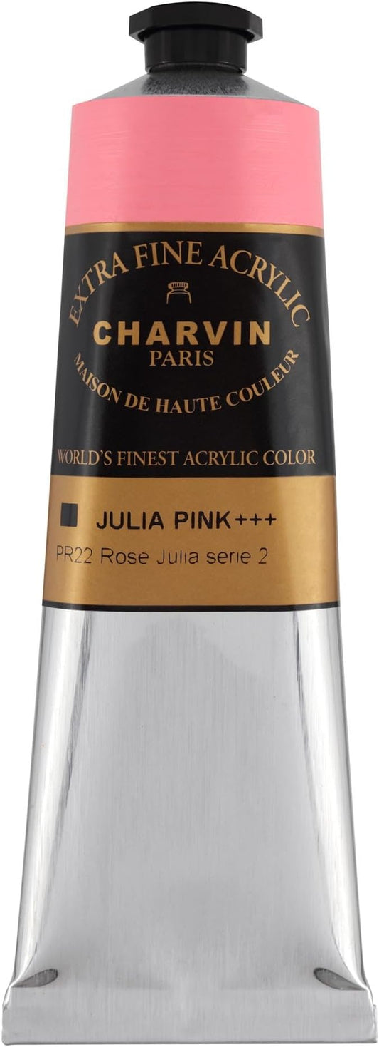 Charvin Extra Fine Professional Acrylic Paint - Julia Pink, 150ml Tube, Triple-Milled, Lightfast Pigments, Open Stock Artist Acrylic Paints in Nature-Inspired Hues