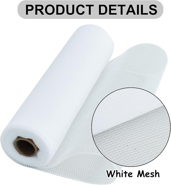 TONIFUL 2 Rolls 10 Inch White Decorative Mesh Ribbbon Rolls, Fabric Mesh for Mesh Wreath Supplies, Front Door Wreath Crafts Tree Decor Christmas NewYears Halloween Decoration (10 yds/roll)