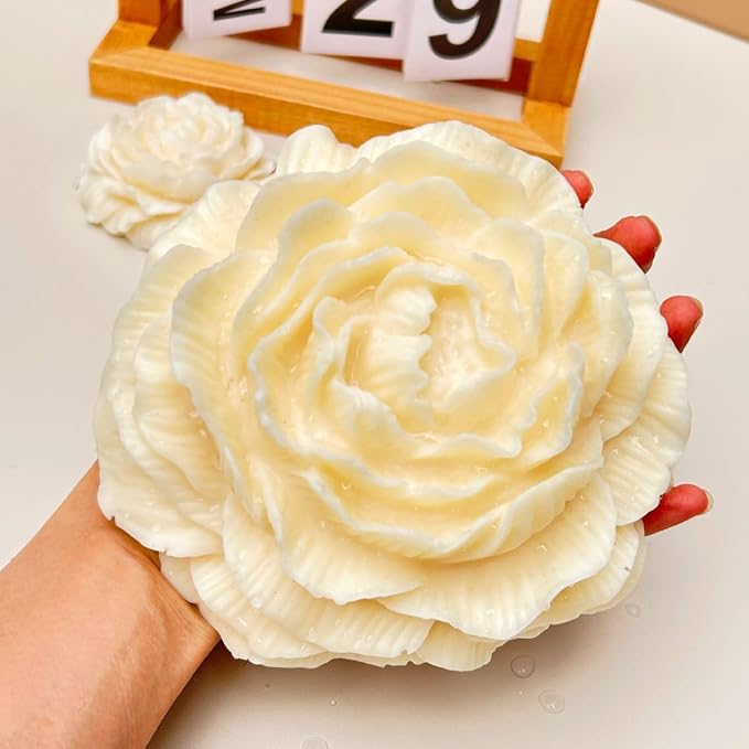 2 Pack 3.5 Inch 6.7 Inch Peony Silicone Mold, Large Size Flower Candle Mold, Soap Soy Wax DIY Handcraft Accessory, Epoxy Resin Mold for Party Home Wedding Decoration (Set)