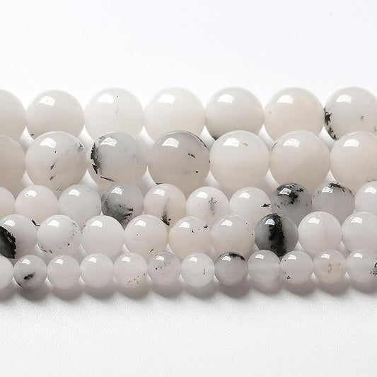 45pcs 8mm Natural Black Rutilated Quartz Crystal Jade Stone Beads for Jewelry Making Energy Healing Power Stone Beads DIY Bracelet Necklace Accessories 15" (8mm, Black Rutilated Quartz Jade)