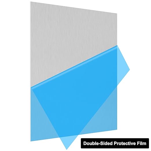 6061 T651 Aluminum Sheet Metal 20 x 20 x 1/8 (0.125”) Inch Flat Plain Aluminum Plate Covered with Protective Film, Heat Treatable Rectangle 3MM Aluminum Metal Plate for Crafting, Industrial