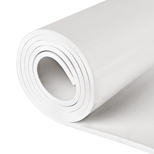 Sponge Neoprene Foam Rubber Sheet with Adhesive, 12 in x 60 in x 1/4 in Multi-Function Soundproof High Density Waterproof Rubber Mat, Perfect Cosplay Easy Cut DIY Neoprene Padding Roll - White