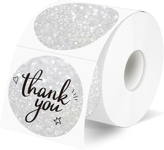 2" Circle Holographic Thermal Label Stickers, Round Printable Rainbow Glitter Thermal Printer Sticker Labels for Gift Wrapping, Self-Adhesive Name Price Tag DIY Custom Logo Design-Shiny Silver