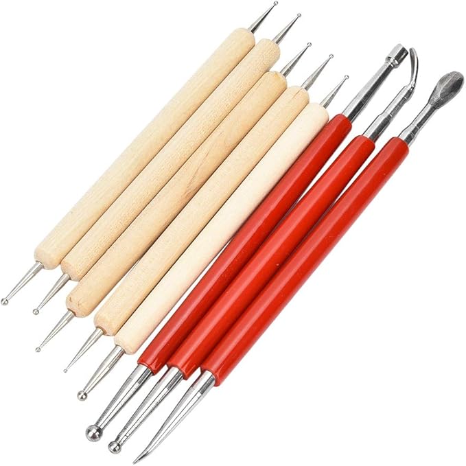 Fayelume 8PCS Leather Carving Tools, Spoon Embossing Tool, Point Drill Leather Tooling Kit for Leathers Craft, Wax Clay Shaping, DIY Embossing