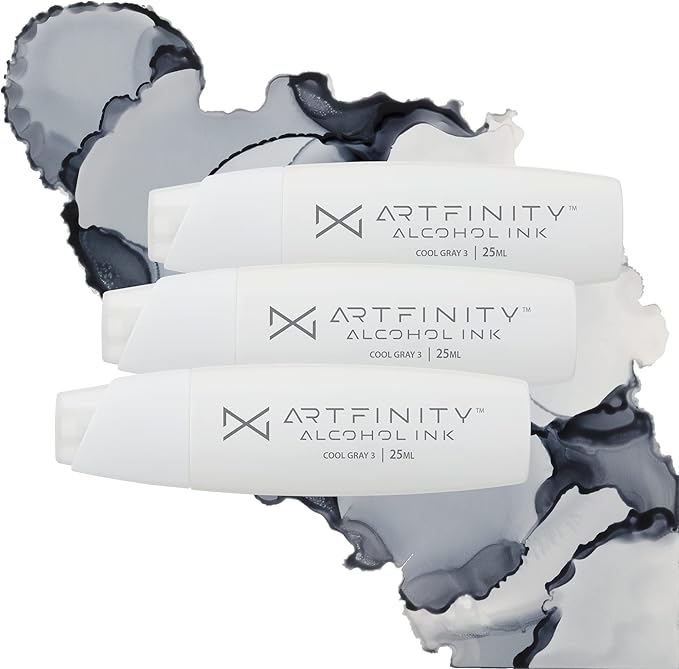 Alcohol Inks 3 Pack - Vibrant, Professional, Dye-Based Alcohol Inks for Artfinity Alcohol Markers, Artists, Drawing, & More! - Cool Grey 3 CG3