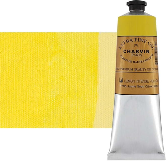 Charvin Extra Fine Oil Paint, Intense Lemon Yellow 150 ml - Triple-Milled, Rich Texture, Poppy Oil-Based, Light-Fast, Handmade, Archival Quality