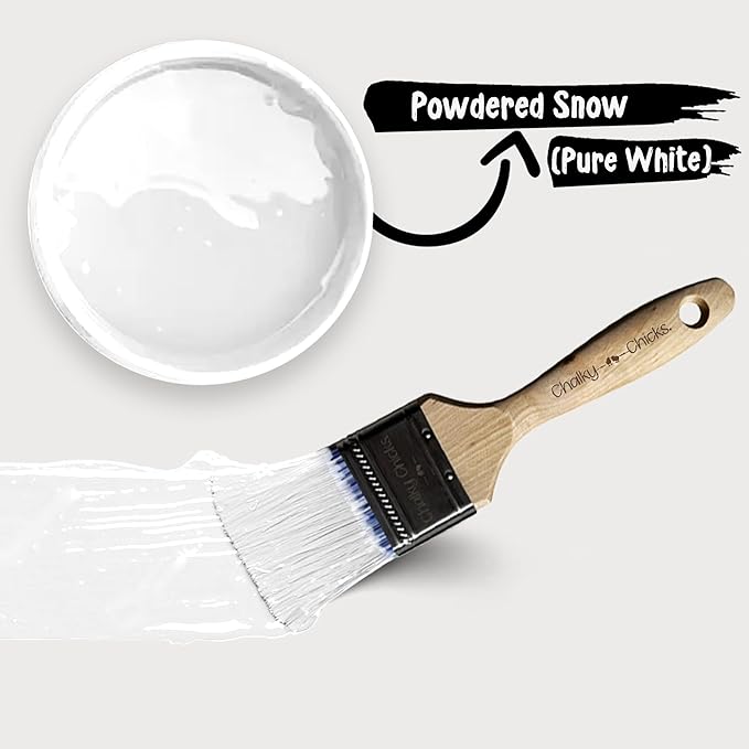 Chalky Chicks All-in-One Chalk Paint for Furniture or Cabinet -8Fl Oz- Matte Finish Powdered Snow (Pure White) for Metal, Wood Furniture Paint - No Sanding All-in-One for Home Decor & Crafts, USA Made