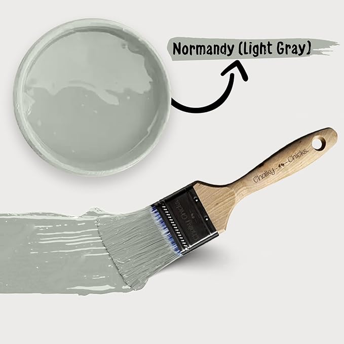 Chalky Chicks All-in-One Chalk Paint for Furniture or Cabinet - 8 Fl Oz - Matte Finish Normandy (Light Gray) for Metal, Wood Furniture Paint - No Sanding All-in-One for Home Decor & Crafts, USA Made