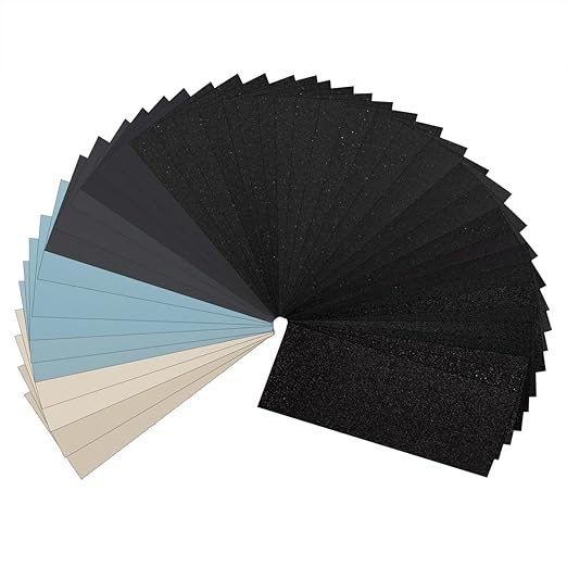 32 PCS Sandpaper 60/120/150/280/320/400/600/800 Grit Wet Dry Sandpaper Assortment 9x3.6 Inch Hand Sanding Sheets for Automotive Sanding,Furniture Finishing,Wood Turing Finishing.