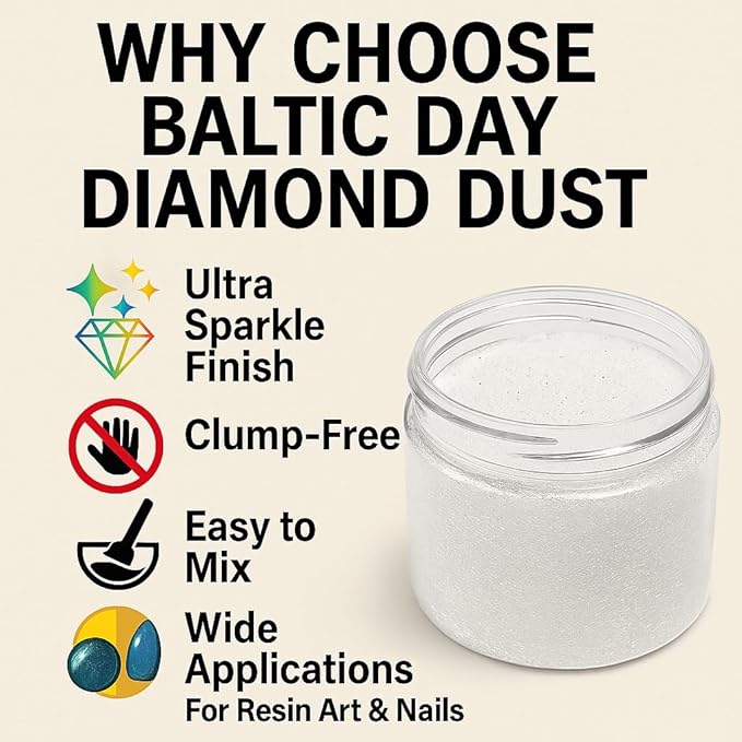 BALTIC DAY Diamond Dust – 6 Color Luxury Glitter Set for Epoxy Resin – Ultra Sparkle Mica Powder for Crafts, Tumblers, Jewelry & Art – Brilliant Crystal Shimmer Pigments
