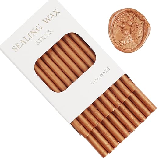 Copper Wax Seal Sticks, ONWINPOR 20pcs Glue Gun Wax Sealing Sticks for Waxs Seal Stamp, Wedding Invitations, Envelope Letter Sealing (20, Copper)