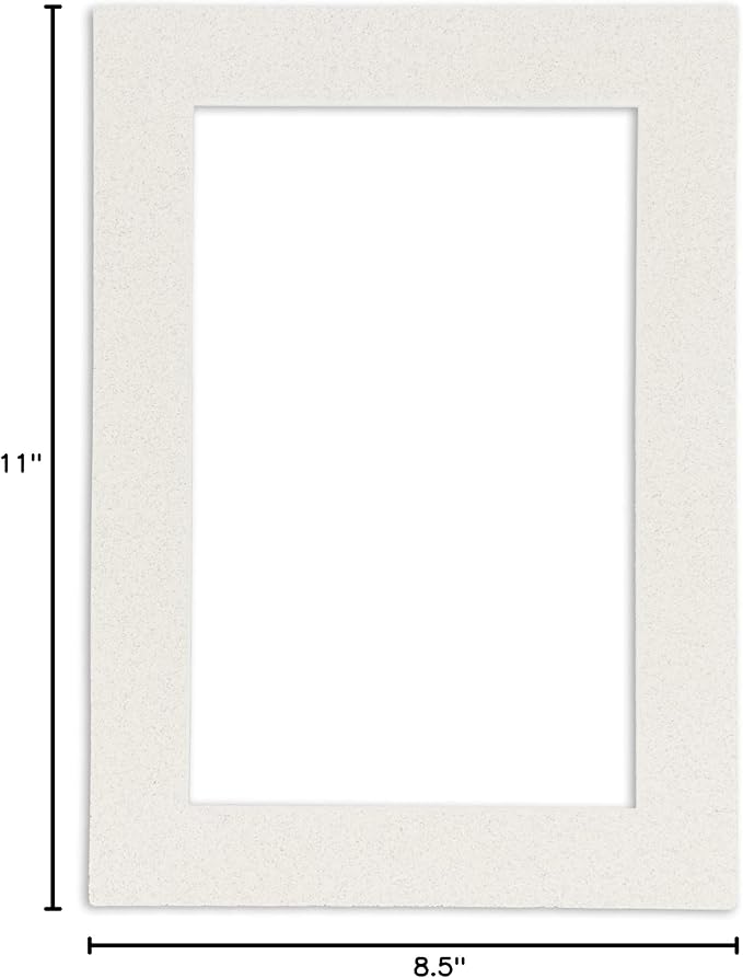 8.5x11 Mat Bevel Cut for 7x9 Photos - Acid Free Oyster Shell White Precut Matboard With Backing Board and Crystal Clear, Self Seal Photo Mat Bag - For Pictures, Photos, Framing - 4-ply Thickness