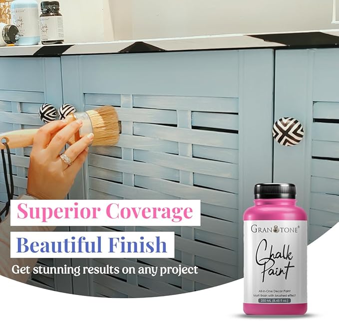 GRANOTONE Chalk Paint for Furniture | Matt-Finish Water-Based Acrylic Paint for Wood, Walls, Metal, Glass, Paper, Fabric Canvas | Maximum Coverage Chalk Paint for Kids & Adults, 250 Ml (NUT BROWN)