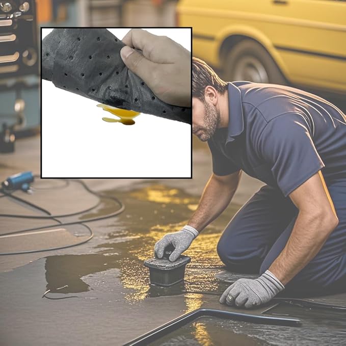 Oil Absorbent Pads | 13"x9.8" Garage Mats | Drip & Spill Universal Pads for Automotive - Absorbing Oil, Liquids, Antifreeze, Brake Fluid, Grease, Coolant | Concrete & Metal Protection,100-Pack