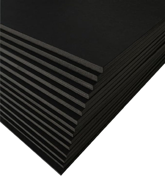 15 Pack Foam Board | Black Foam Board 3/16 Inch Thick Black Core Mat | Backing Board for Presentations, Signboards, Arts, Display and Crafts with Double-Sided Sheet - 16x20 Inches