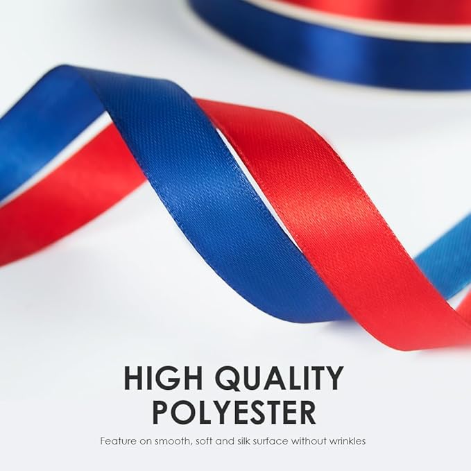 1/8" Wide x 100 Yards Single Face Polyester Satin Ribbon, Satin Ribbon for Crafts, Gift, Hair Bows, Wedding Party Decoration, Bow Making & Other Projects (Red)