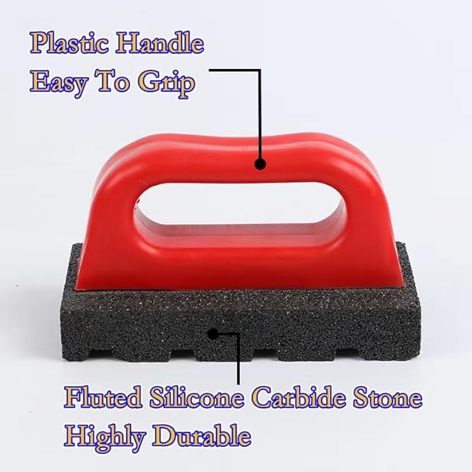 Masonry Rubbing Brick, Fluted Rub Bricks, 20 Grit, Plastic Handle