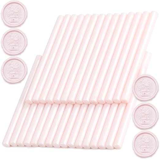 Light Pink Wax Seal Sticks, 30pcs Sealing Wax Sticks, HOSEALING Glue Gun Wax Seal Sticks for Wax Seal Stamp, Premium Sealing Wax for Wedding Invitations, Letter, Envelope (Mini Size)