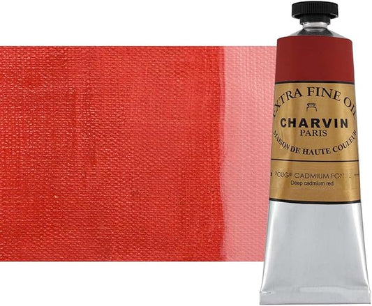 Charvin Extra Fine Oil Paint, Cadmium Red Deep 60 mL - Triple-Milled, Rich Texture, Poppy Oil-Based, Light-Fast, Handmade, Archival Quality