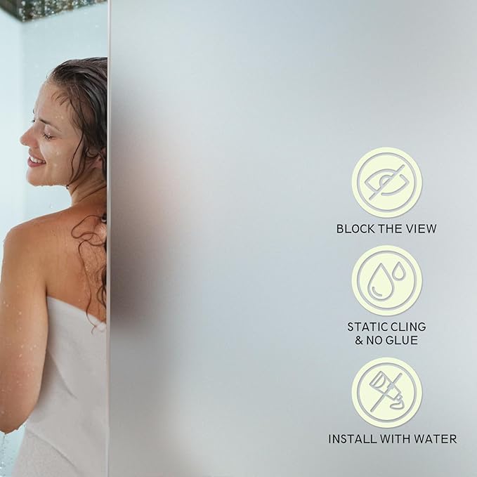 Frosted Glass Window Privacy Film - UV Sun Blocking Heat Control, Static Cling Removable & Reusable for Home, Bathroom, and Office (Frosted 29.5 Inch x 13.1 Feet)