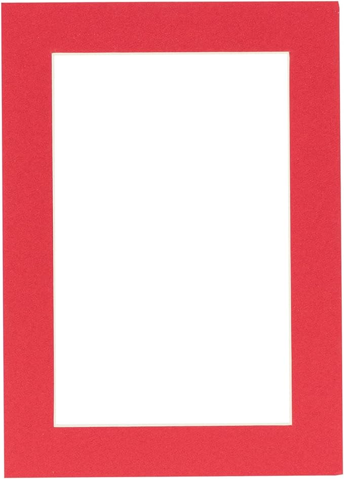 8x10 Mat Bevel Cut for 6x8 Photos - Acid Free Cardinal Red Precut Matboard With Backing Board and Crystal Clear, Self Seal Photo Mat Bag - For Pictures, Photos, Framing - 4-ply Thickness