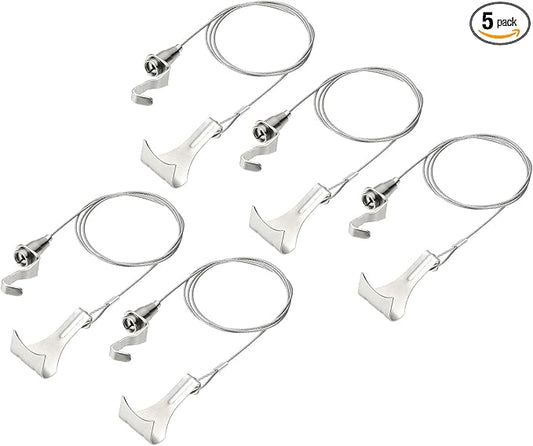 uxcell 5Pcs Picture Hanging Wire Kit, 1 m x 1.5 mm Heavy Duty Picture Hangers Adjustable Wire Rope with S-Hooks and Loop, Load 35kg/77.1 lbs for Hanging Mirrors Light Lamp Artwork